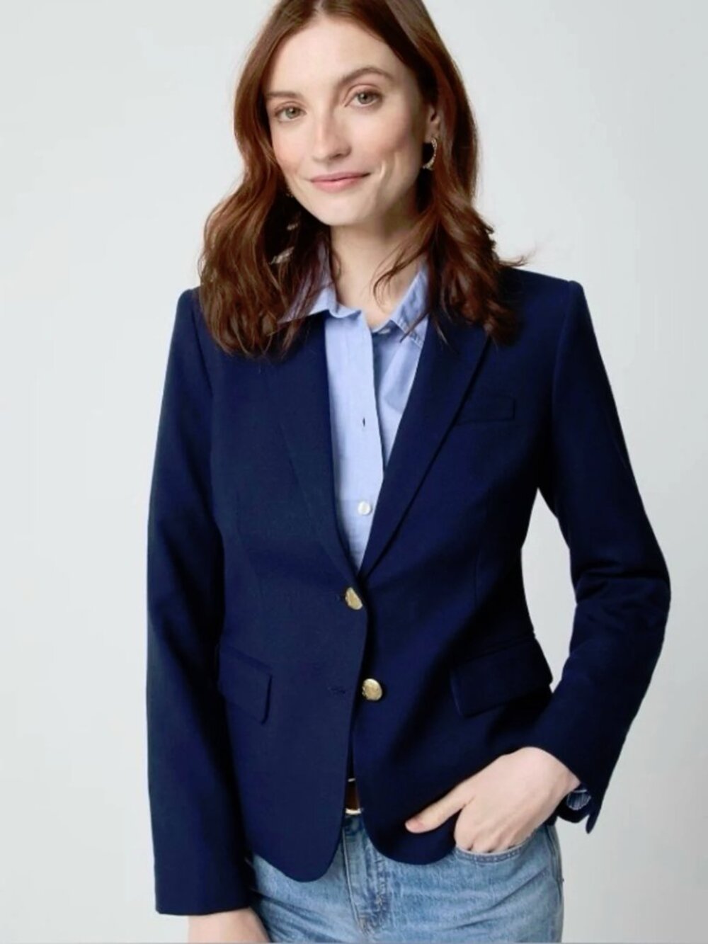 J. Crew Factory Navy Wool Blend Schoolboy Jacket 14